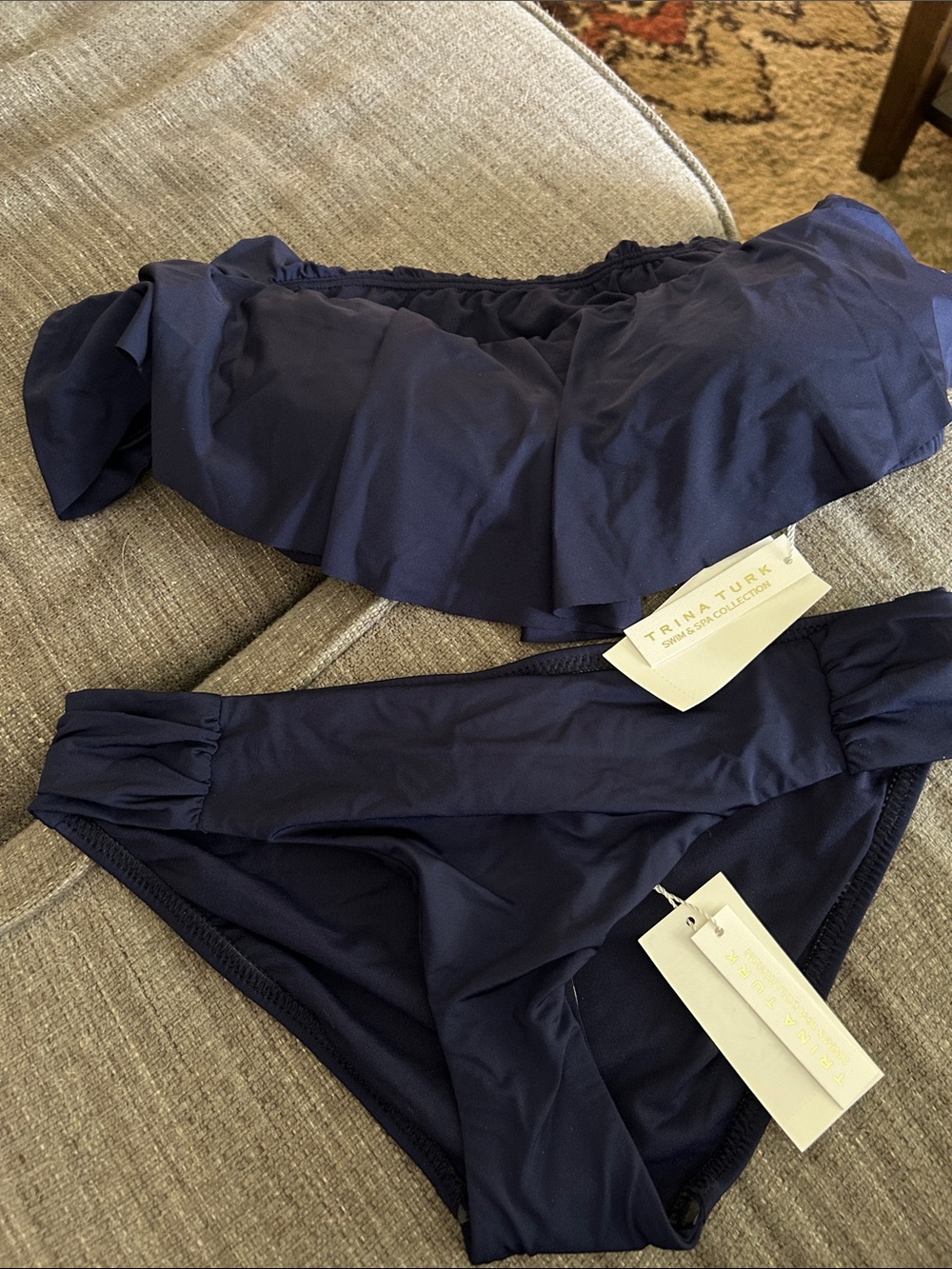 Trina Turk Deep Navy Ruffle Bikini Two-Piece